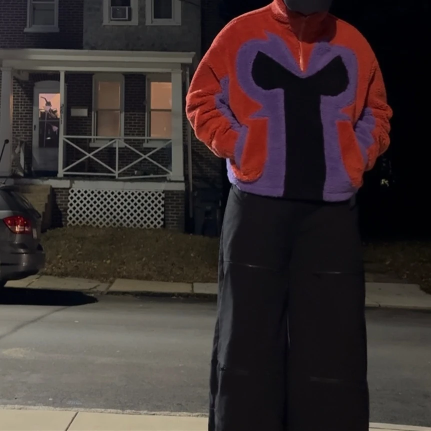 

2025 European and American contrasting fleece stand up collar sweatshirt long sleeved women's trendy brand pocket splicing atmos