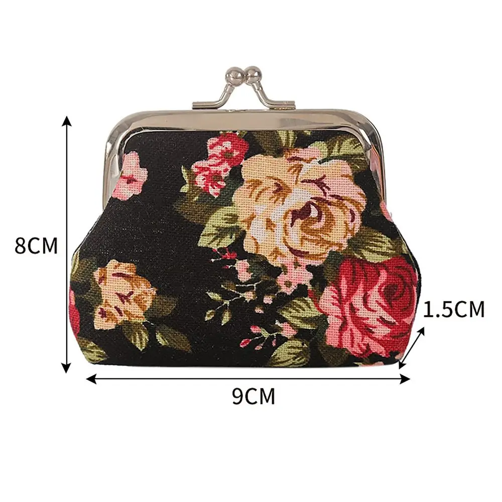 Duurzame bloemen portemonnee etnische stijl PU wisselgeld organisatoren ijzeren mondclip portemonnee cadeautas