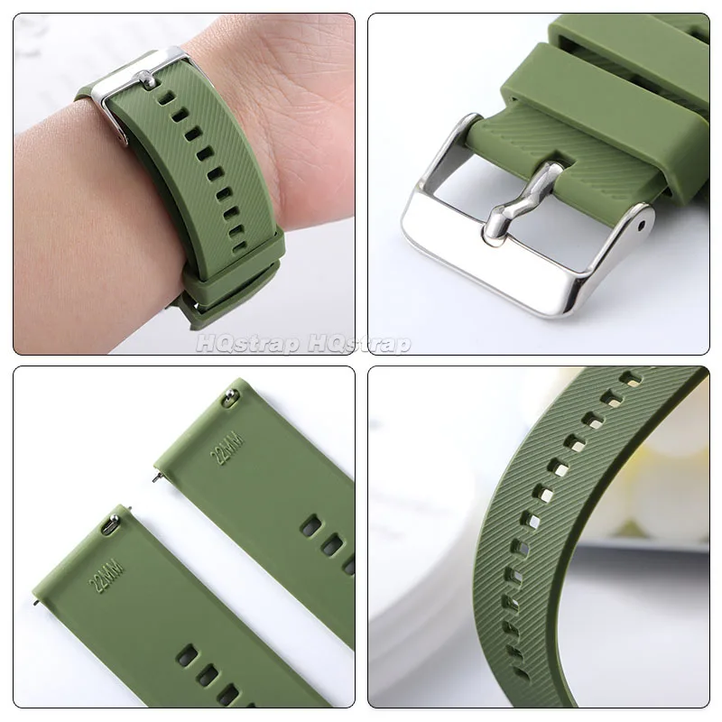 18 ミリメートル 19 ミリメートル 20 ミリメートル 21 ミリメートル 22 ミリメートルシリコン時計バンドゴム防水ストラップクイックリリース交換ブレスレットスポーツソフトリストバンド