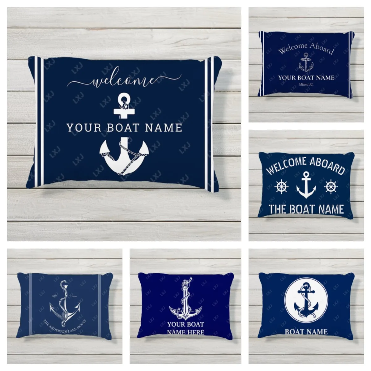 Personalized Nautical Pillow Cover Custom Boat Name Home Dec