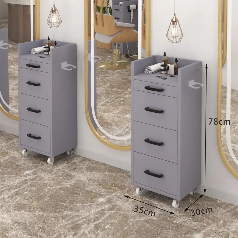 Wholesale High Quality Modern Simple Wooden Baking Paintair Hair Salon Trolley Cart With 4 Wheels for Commercial Salon Furniture