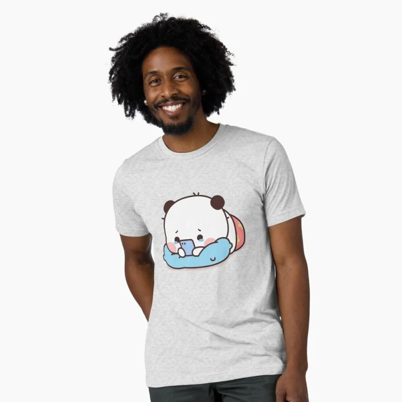 

Bubu calls Dudu because she misses him Gift t shirt ‌kawaii‌ Panda Bear Cartoon Graphic tee Cute Y2K Clothes