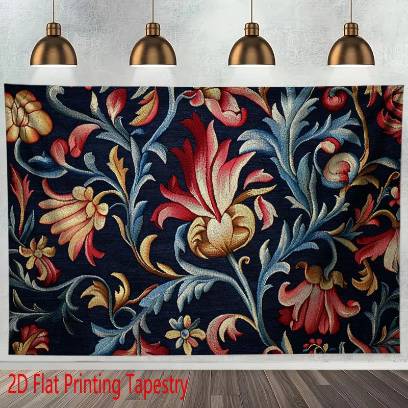 Elegant Floral Tapestry Wall Hanging Renaissance Botanical Decor Art Print for Living Room Bedroom Home Decoration