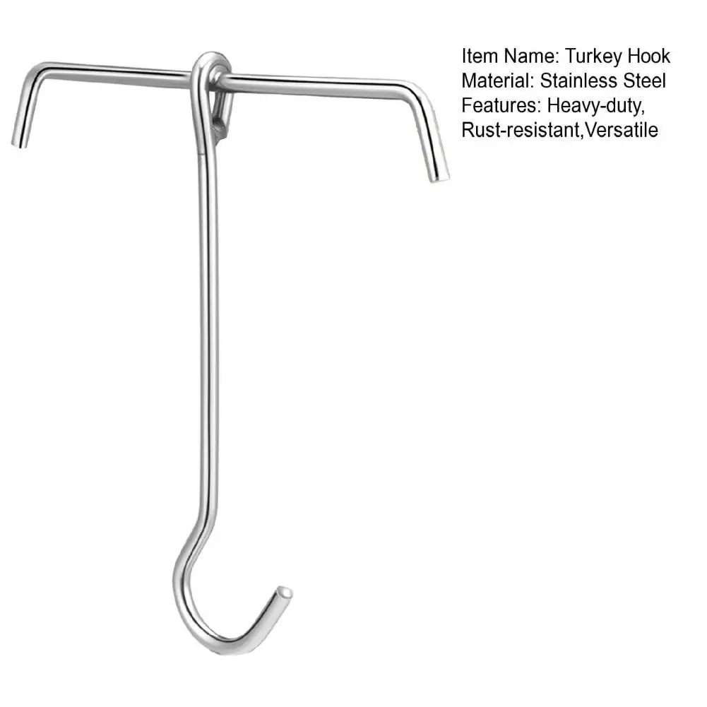 304 Stainless Steel Hooks Heavy Duty Stainless Steel Turkey Hooks Dual Poultry Lifting Hangers 304 Frying Pot for Outdoor