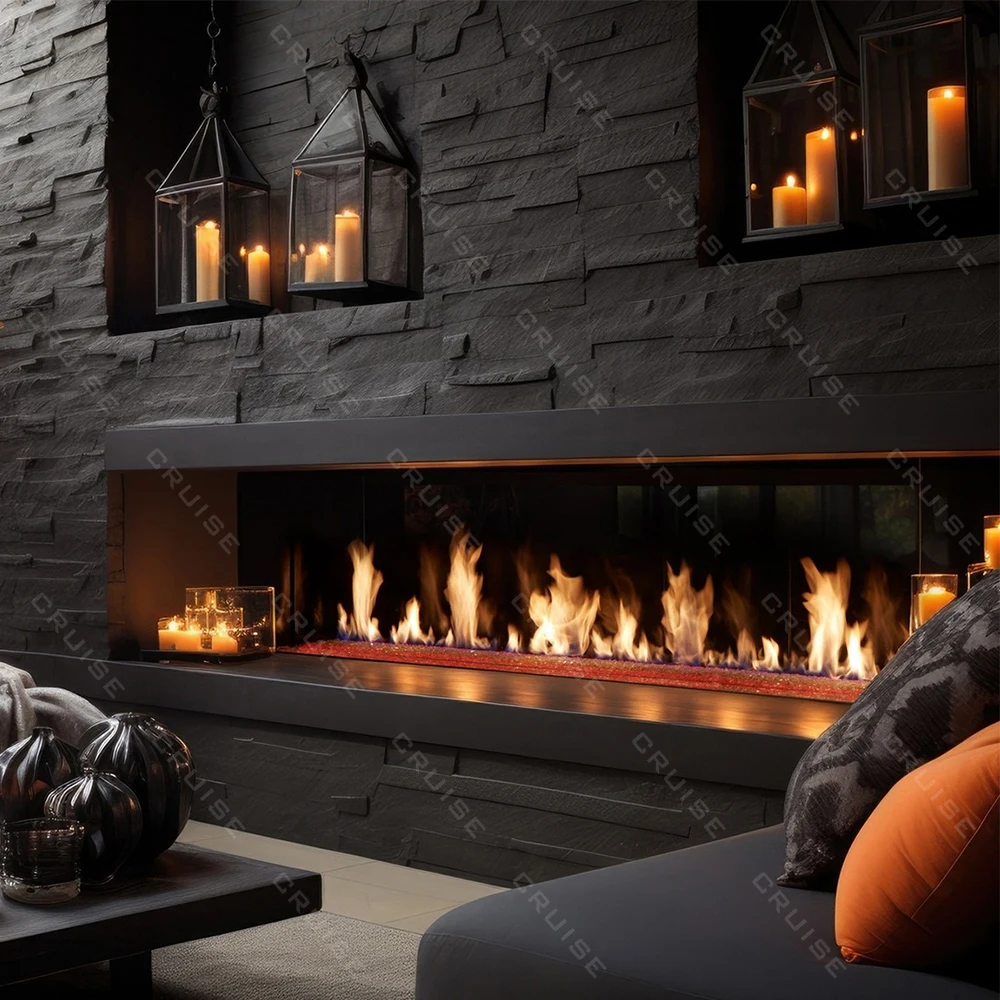

CRUISE Double Row Flame Clean Fuels 915mm Smoke Collection Siphon Design Modular Mounting Insert Fireplace Thermostat