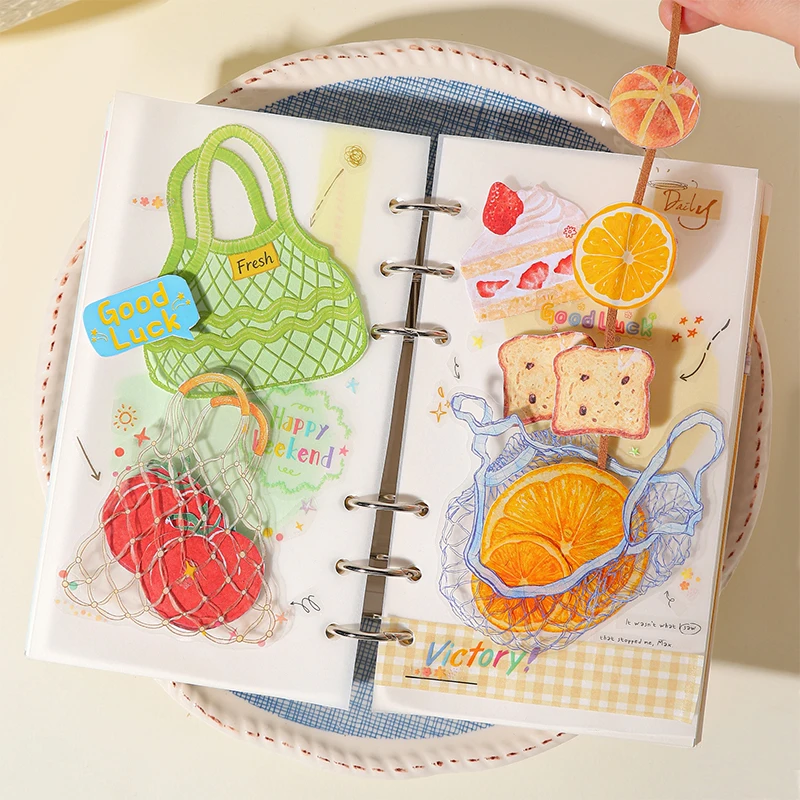 Themed Sticker Pack with Shopping Carts, Bags, Baskets & Pouches, Scene‑Building Collage Supplies for Journal Lovers, Decor for