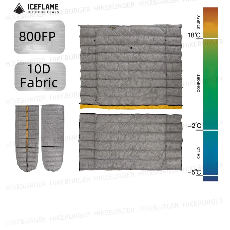 Ice Flame Outdoor Camping  NXT Split Down Quilt Ultralight 800FP Muscovy Down Multi-functional Sleeping Bag Hiking Backpacking