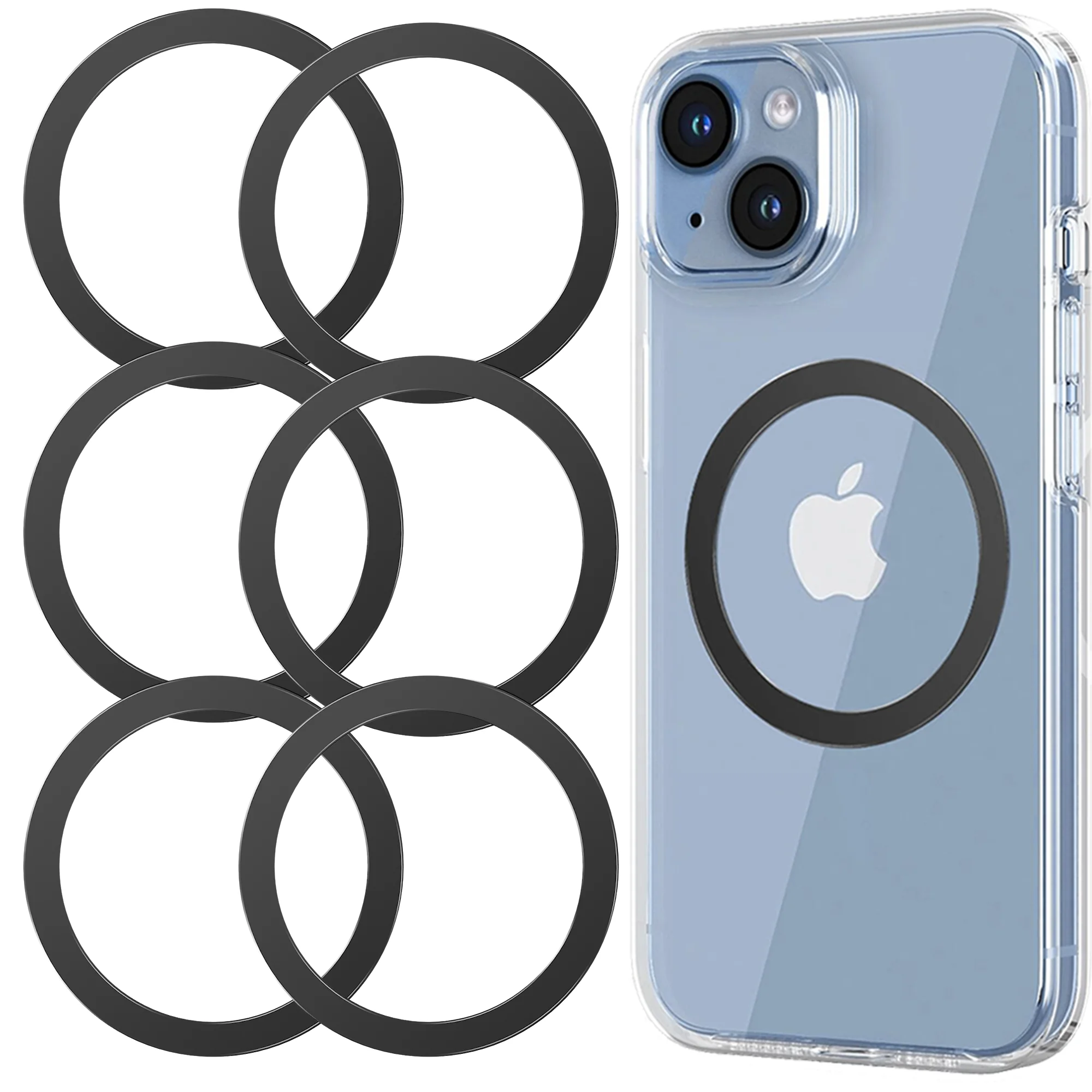 Magnetic Ring Sticker 6PCS for MagSafe Wireless Charging, Metal Circle Magnet Adapter for iPhone 16 15 14 13 12 Pro Max