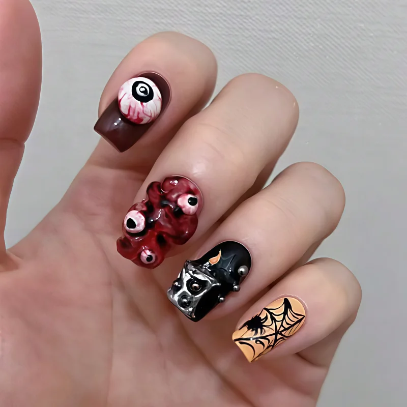 Dunkle Themen-Nagelkunstform, Silikonform für Augapfel-Puppen-Gesicht, 3D-Dekorationen, Krähemasken-Design, Einzelstück, Schönheitswerkzeug – Detail 9