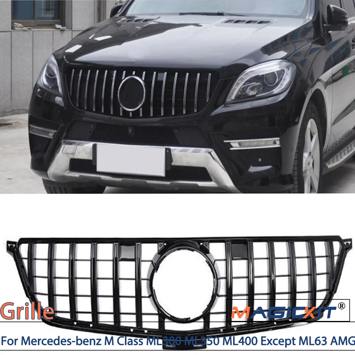 

Black Front Bumper Grille 2012-2015 W166 Grille ABS Racing Car Styling for Mercedes-benz ML Class ML300 ML350 ML400 Accessories