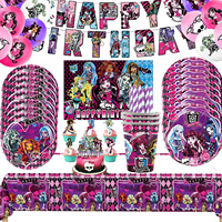 Monster Birthday Decoration High School Tableware Balloon Plate Napkin Tablecloth Birthday Party Girls Party Favors Supplies