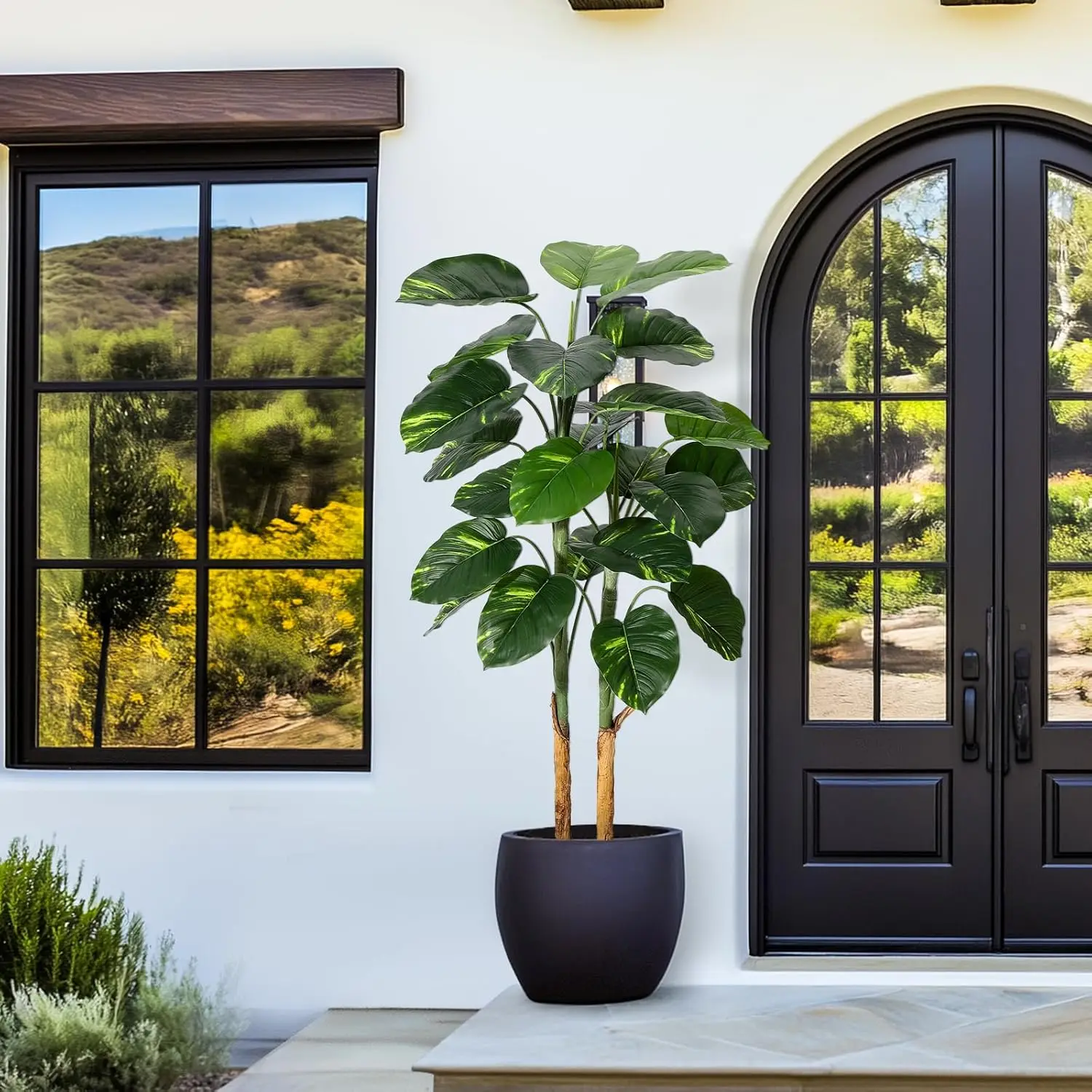 

Artificial Scindapsus Aureus Plant Indoor, Lifelike Tree with Decorative Planter, Faux Golden Dieffenbachia in Pot