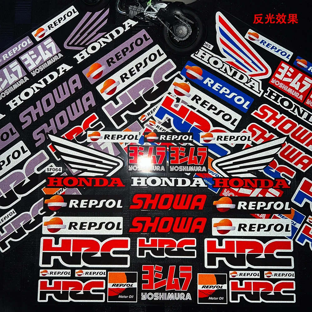 

Подходит для мотоциклов Honda, декоративные наклейки, светоотражающие водонепроницаемые наклейки на шлем, гоночные наклейки, аксессуары для HRC, наклейки спонсора