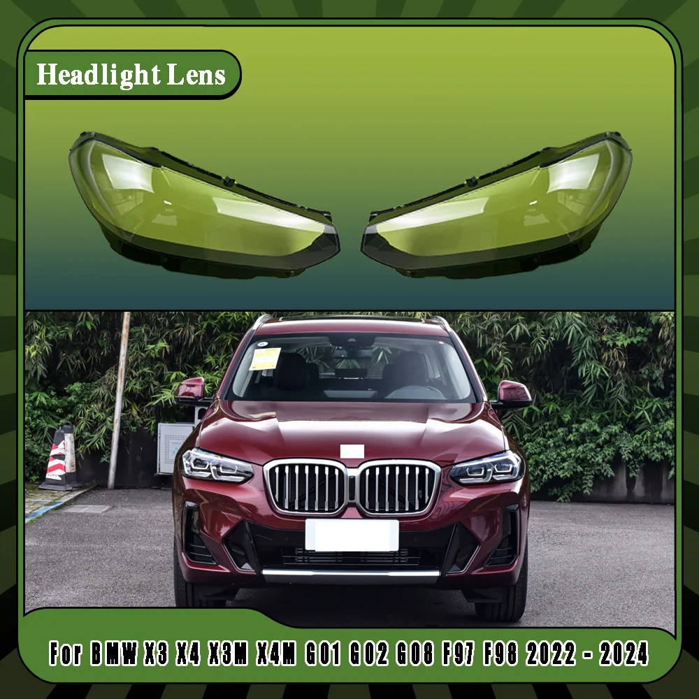 

Для BMW X3 X4 X3M X4M G01 G02 G08 F97 F98 2022 2023 2024 крышка передней фары автомобиля прозрачная линза сменный абажур