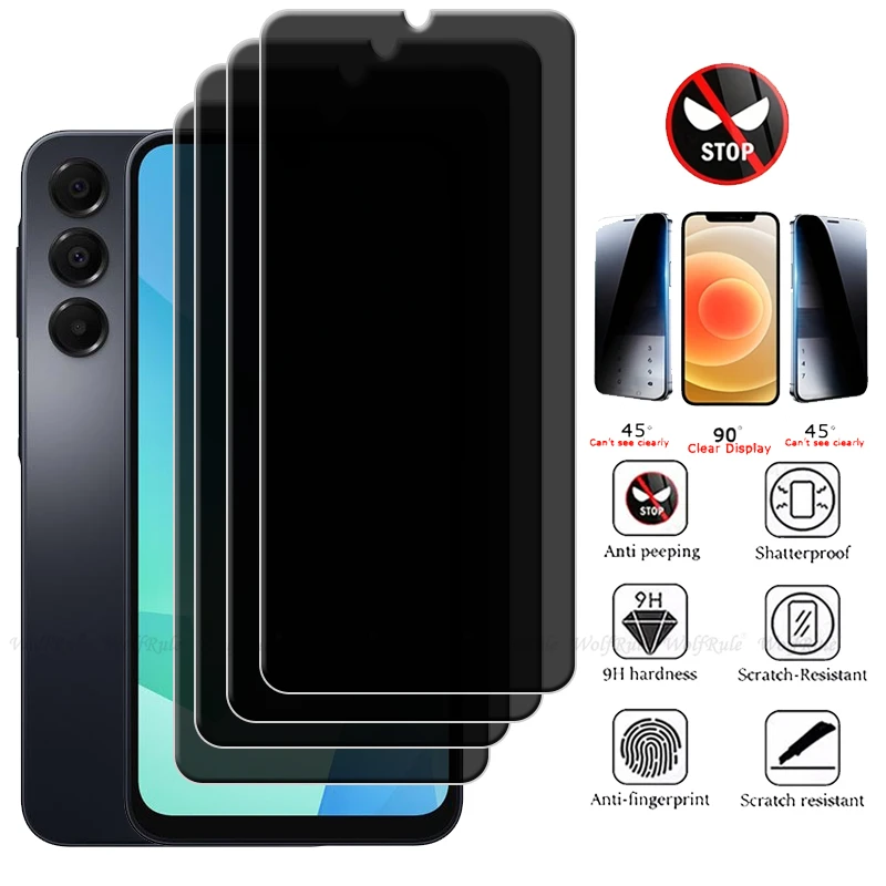 

1/2/3/4Pcs For Samsung A16 Glass Samsung A16 Tempered Glass 9H Privacy Anti-Spy Cover Glue Screen Protector Samsung Galaxy A16