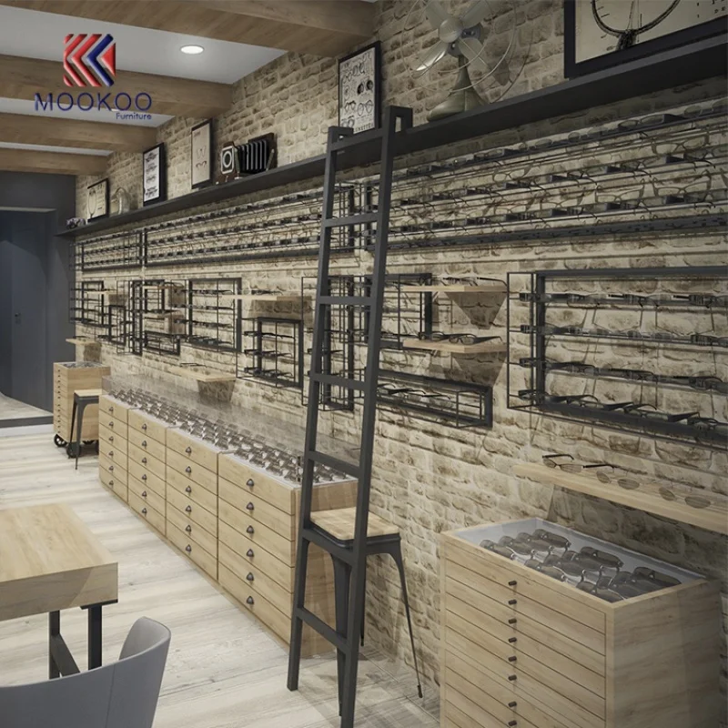 personalizzato. Negozio di occhiali da sole vintage Vetrina in legno Vetrina per chiosco interno Vetrina Espositori
