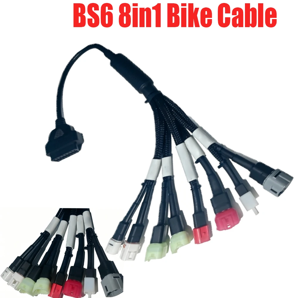 

8-in-1 Motorcycle OBD2 Diagnostic Cable for Yamaha for Honda for Kawasaki for Suzuki Multi-Brand OBD Scanner Connector