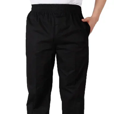 New  black and white stripes elastic restaurant uniform Head Chef uniform Executive Chef pants