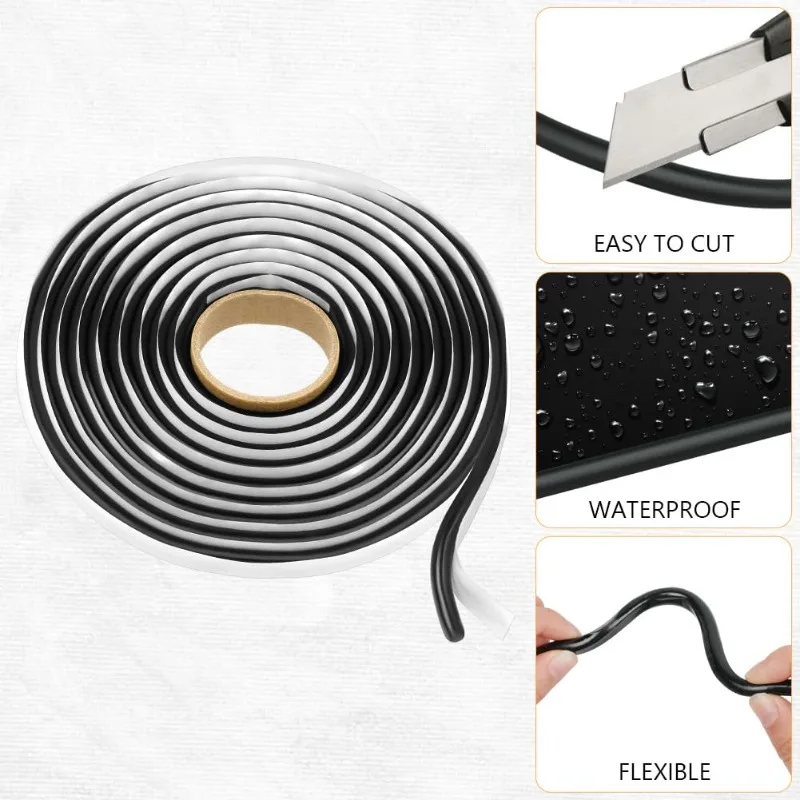 Mastic en caoutchouc butyle 4m, bande noire étanche, Modification pour lumières de voiture, systèmes Audio, portes et fenêtres, adhésif de bobine de serpent