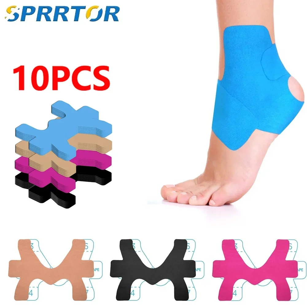Precut Kinesiology Ankle Tape,10 Pcs,Pain Relief,Prevent Ankle Sprain,Provide Support for Ankle Ligament,Elastic Athletic Tape