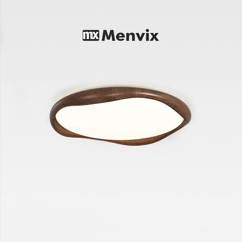 

Retro Walnut Style Bedroom Ceiling Lamp Minimalist Wooden Living Room Study Eye Protection Ceiling Light Modern Home LED Fixture
