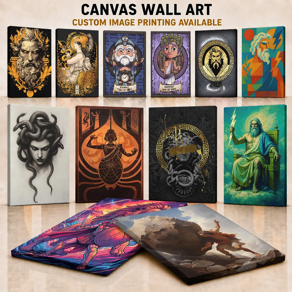 Greek Mythology Art Canvas Print Posters Ancient Style Wall Decor With Customized Photo For Meditation Room Ideal Collector Gift