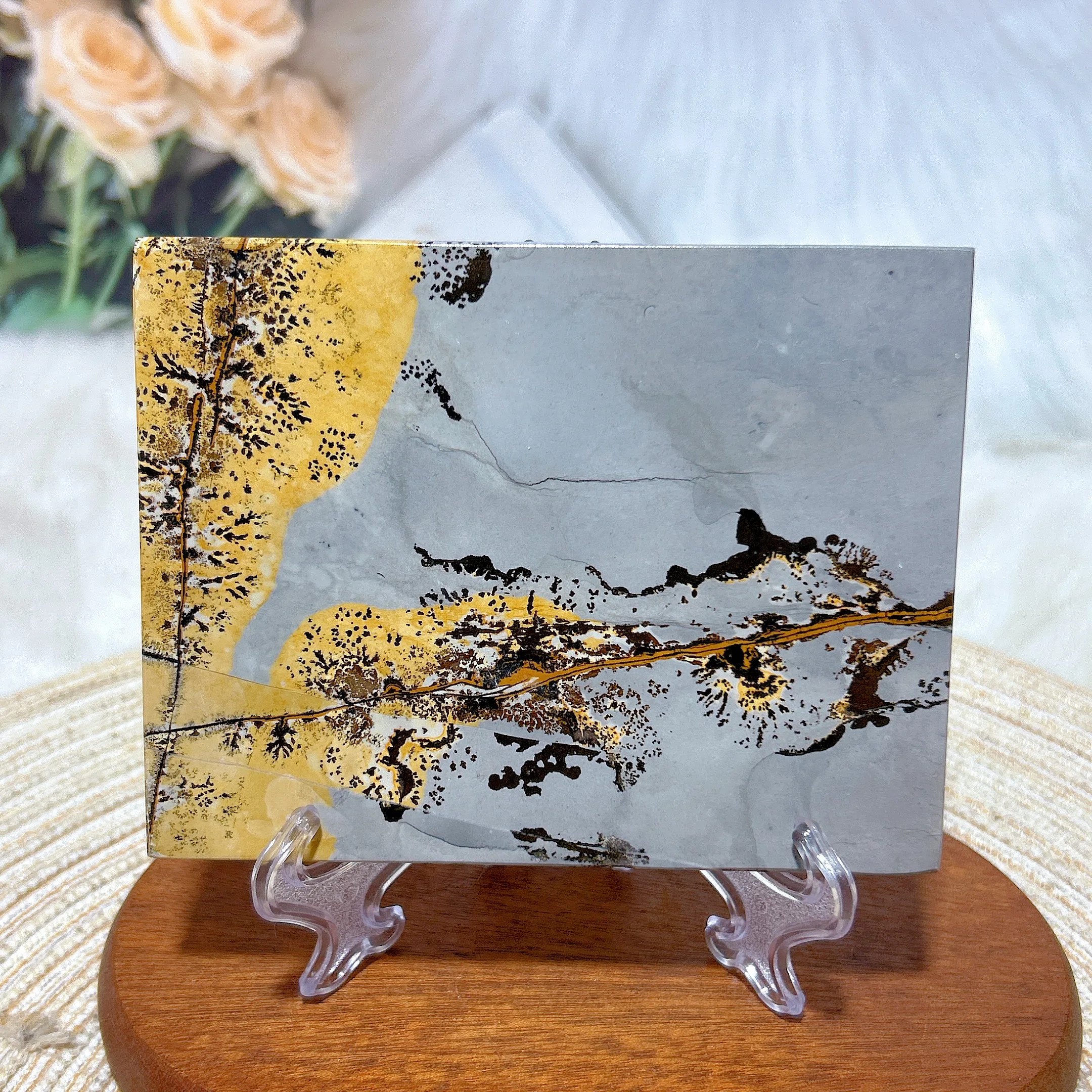 

High Quality Natural Crystal Painting Stone Slab Polished Slice Mineral Healing Ore Ornament Home Decorations Room Decor Gift
