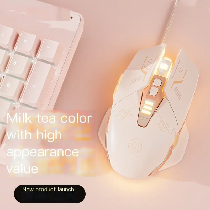 

PW5 Miik Tea Wired Mouse 4000DPI USB Gaming Mouse Home Office Silent Colorful Mouse Macro Definition For Desktop PC Computer