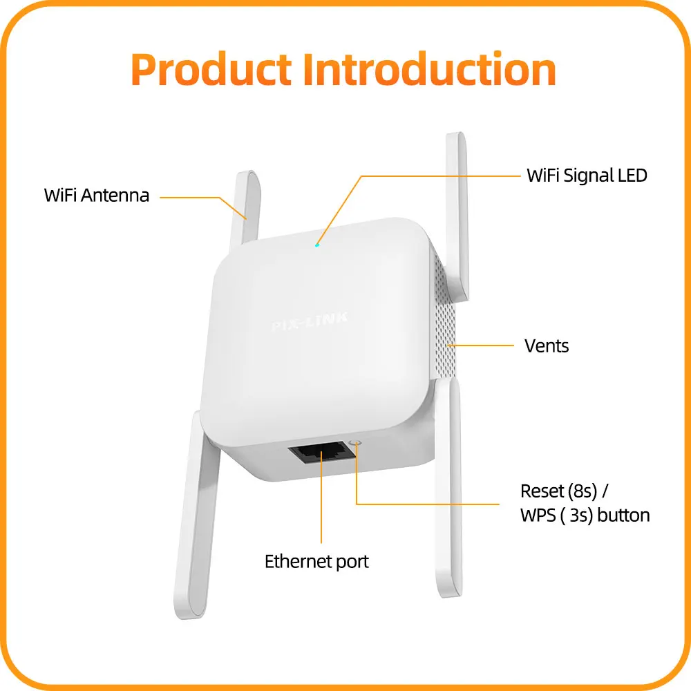 PIX-LINK AC281200mbps Wireless Repeater Dual Band Wifi Extender WIFI Router Tragbare Long Range Wireless Verstärker wifi Booster