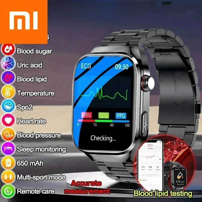 Xiaomi Новые умные часы с мочевой кислотой и жиром в крови Мужские для сахара ЭКГ + PPG Артериальное давление Bluetooth Вызов Спорт здоровья Часы