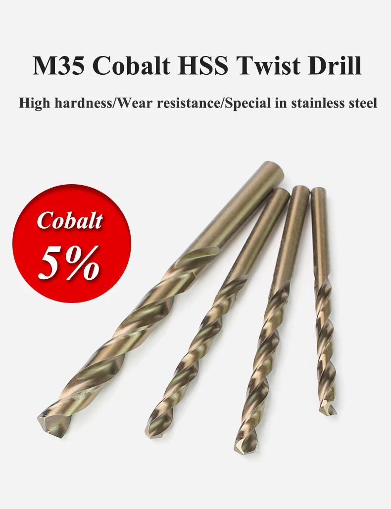 1PC Premium M35 Cobalt HSS Twist Drill Bit Industrial-Grade  – Ultra-Hard for Stainless Steel, Iron & Copper Alloys