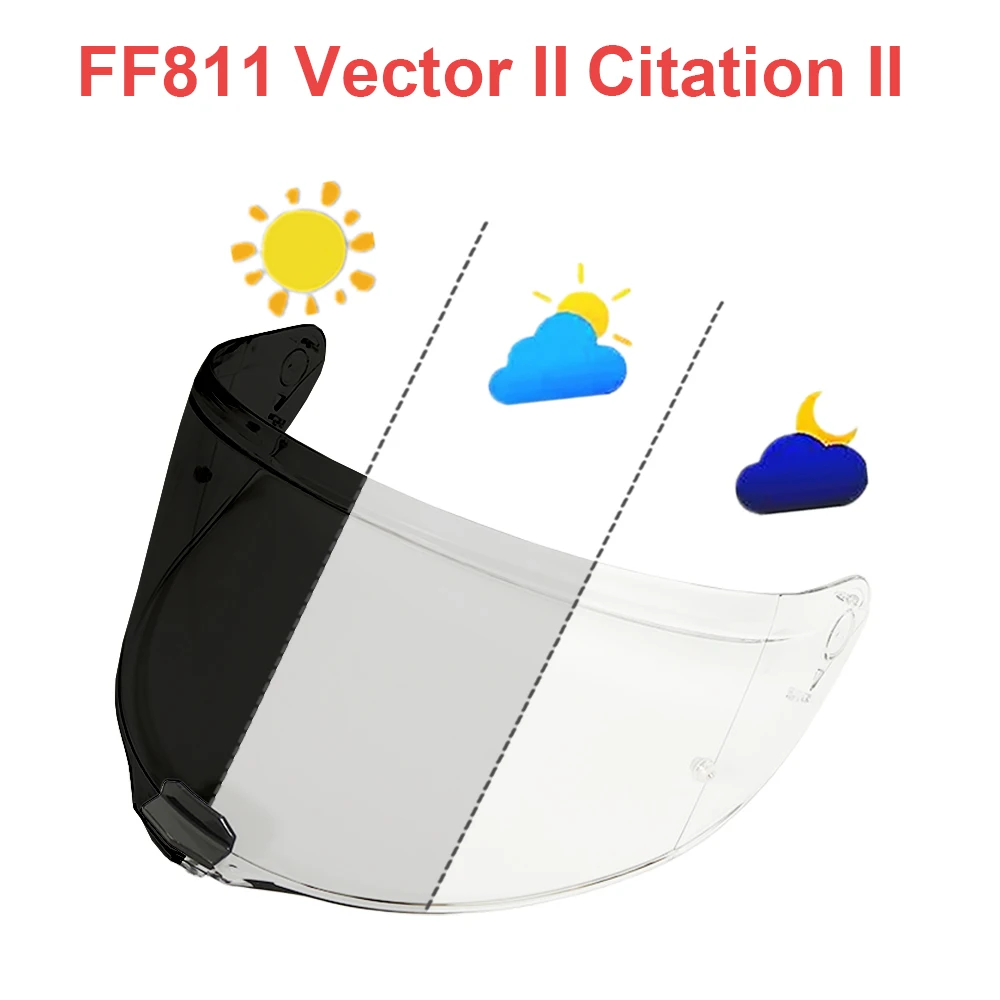 FF811 Photochromic Visor for Vector II Citation II Visera Casco Moto Helmet Face Shield Lens Replacement Anti Fog Coating