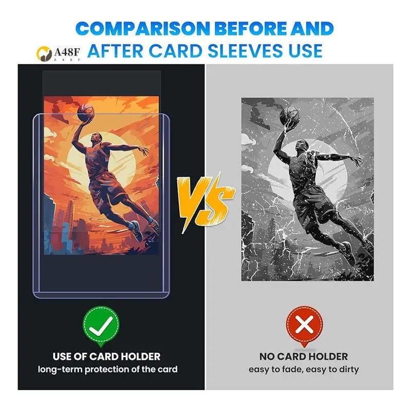 

A48F-200 упаковок рукавов для карточек, защитных чехлов для бейсбольных карточек, рукавов для игровых карточек для бейсбола, футбольных карт