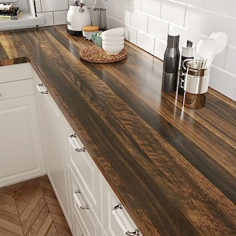

Dark Brown Wood Grain Wallpaper Vinyl Waterproof Peel and Stick Countertops Wood Look Contact Paper for Shelf Liner Self Adhesi
