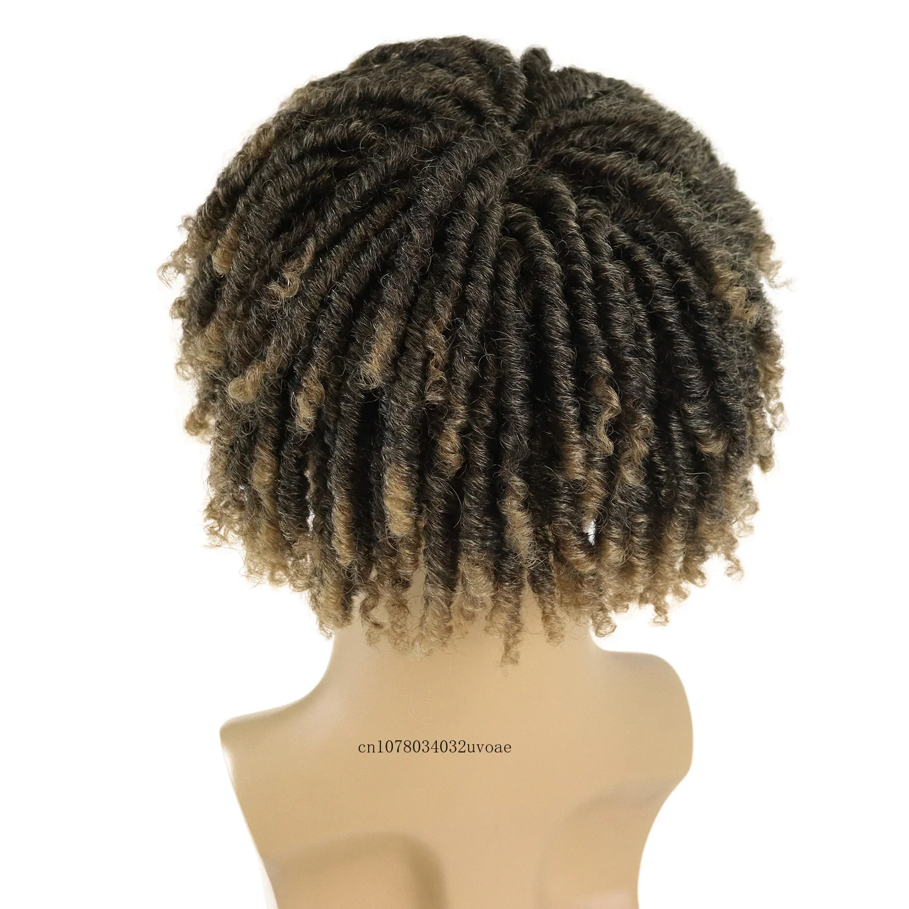 Synthetische 6 inch korte dreadlock pruiken gevlochten halve pruik korte pruiken haarstukken afro pruiken voor mannen zwart, bruin ombre pruik mannelijk