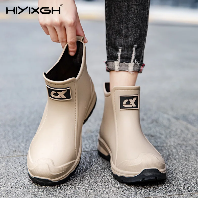 New style stylish men's short tube waterproof fishing rain boots, thick-soled wear-resistant water shoes outdoor rain boots