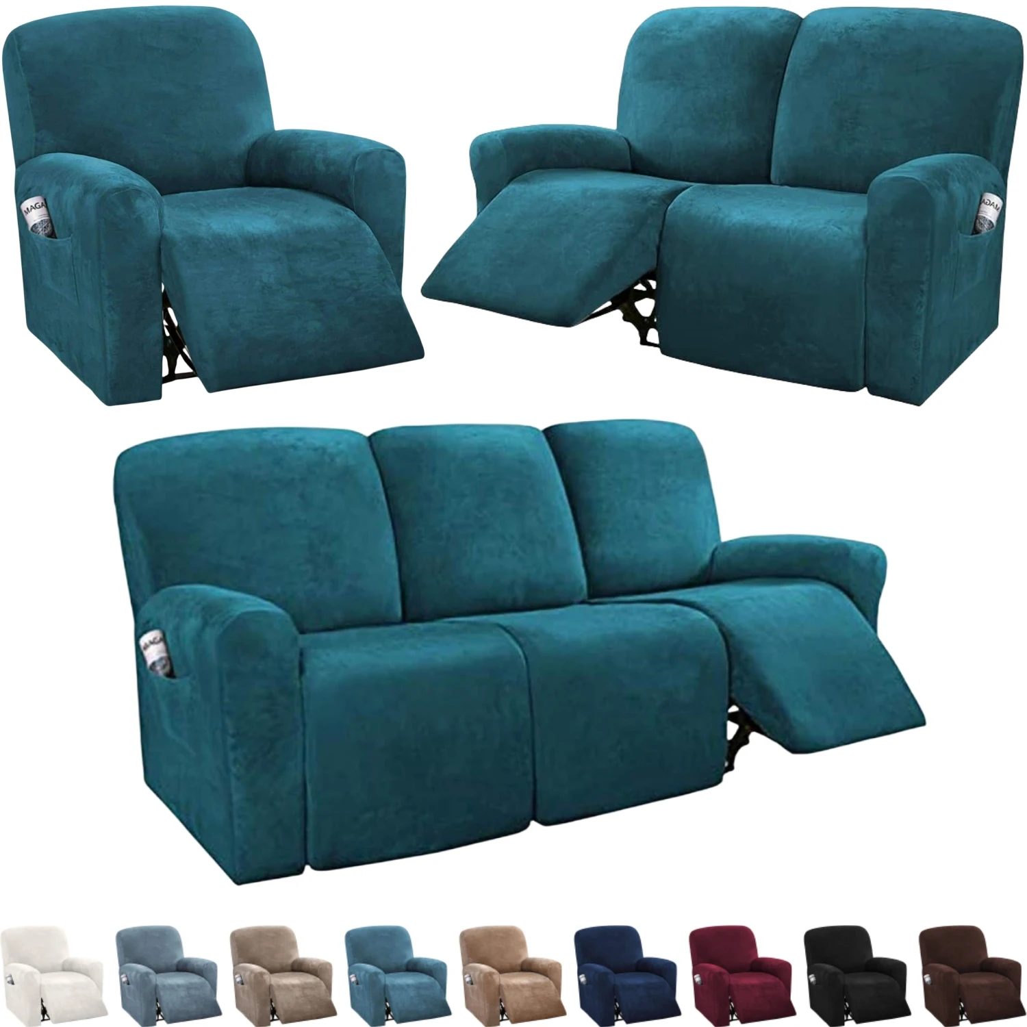 

Stretch Sofa Recliner Cover Plush Velvet Recliner Chair Covers Slipcover Washable 1/2/3-Seater Sofa Couch Protector