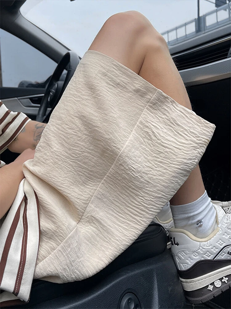 

Ice Silk Qui Dry orts Американский ретро Большой размер High Street Trend Молодежные летние повседневные брюки Прямые брюки со средней талией