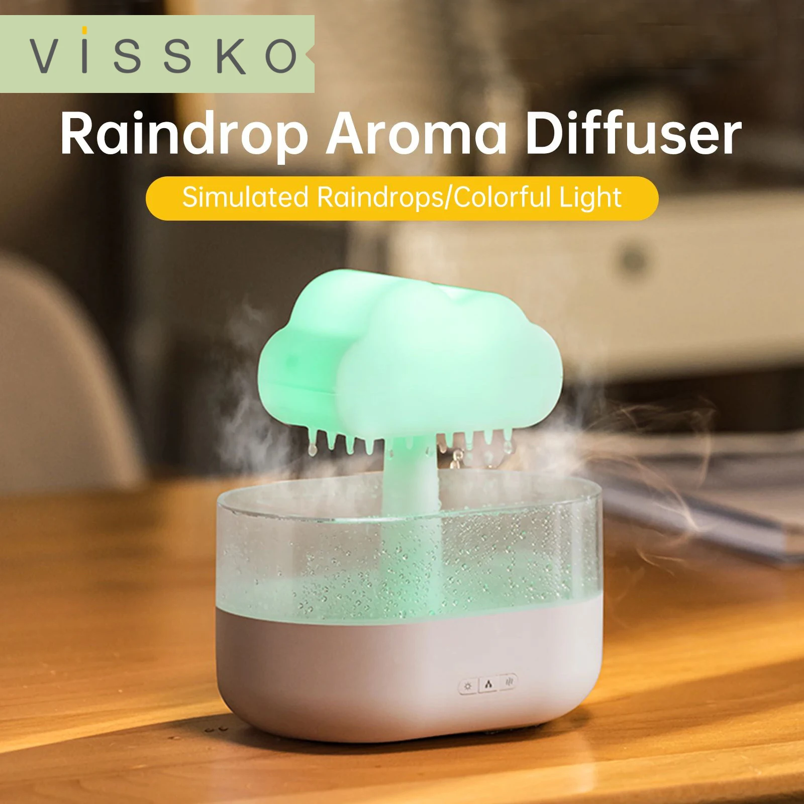 VISSKO Rain Clouds Aroma Diffuser Zen Raindrops Air Humidifier Essential Oil Diffuser USB Desktop Ultrasonic Sprayer  For Home