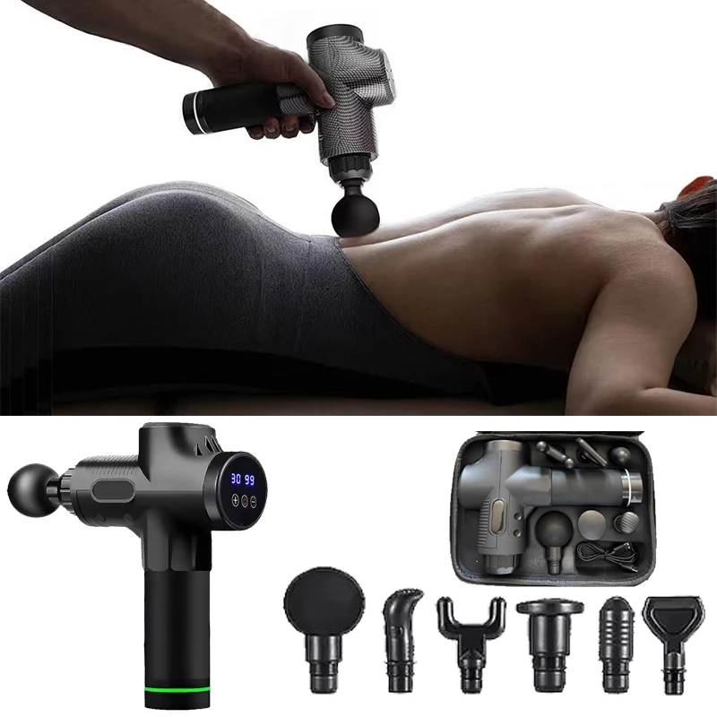 

30 Level High frequency Massage Gun Booster massage gun pistol LCD Display Muscle Relaxation Pain Relief Fitness JMQ004
