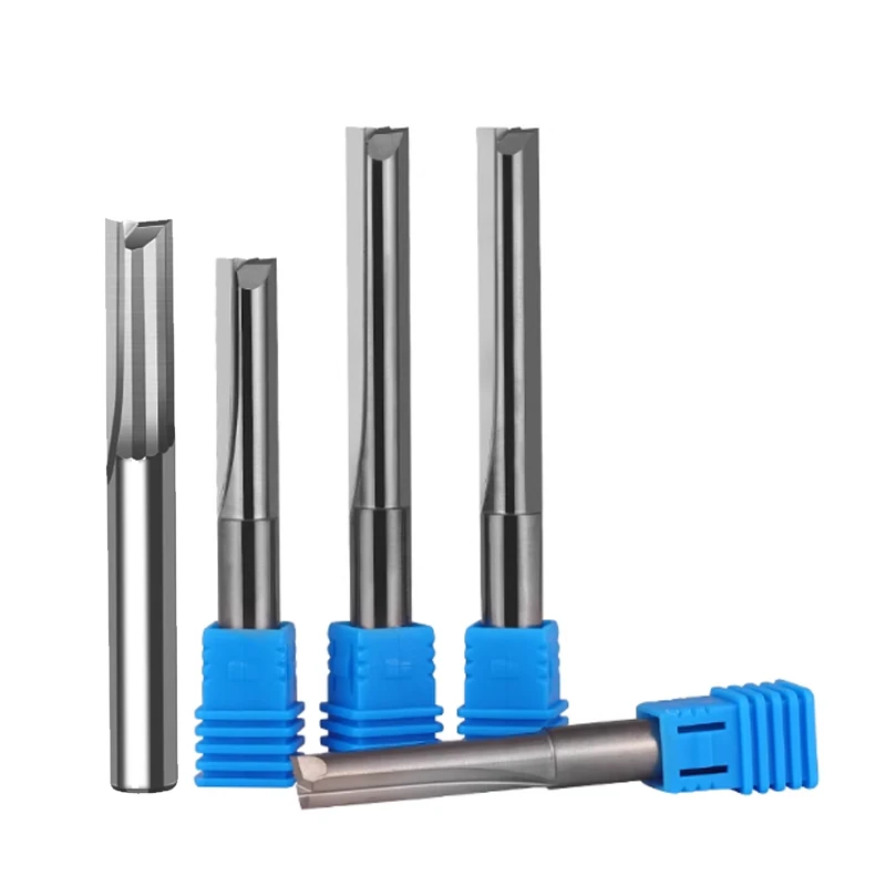 10pcs 3.175mm 4mm 6mm 8mm Two Flutes Straight Slot CNC Router Bits - Solid Carbide Double Flute Wood Cutter Bits