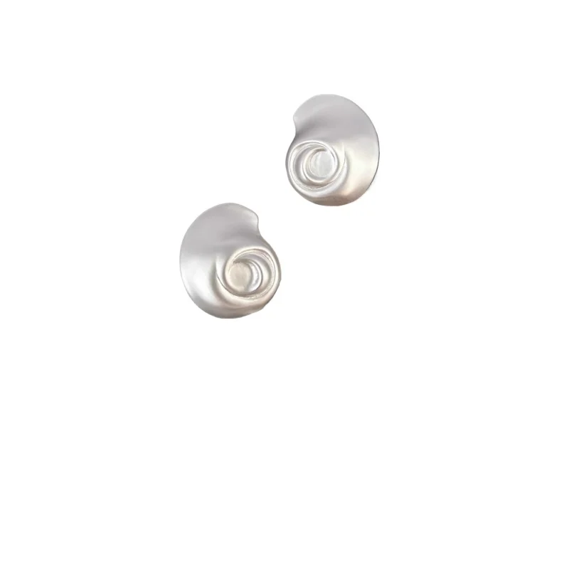 

Irregular Abstract Shell Brushed Silver Earrings Matte Scallop Swirl Earrings