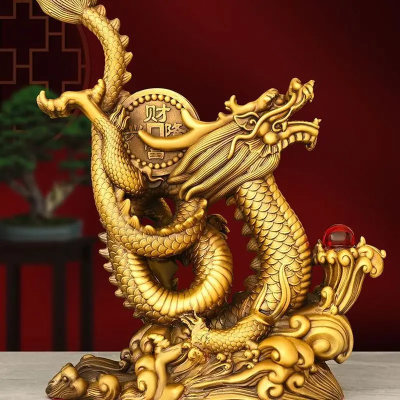 Copper Dragon Soaring Across the Sea Ornament, Five-Claw Golden Dragon, Zodiac Dragon, Azure Dragon, Han Dynasty Dragon, Auspici
