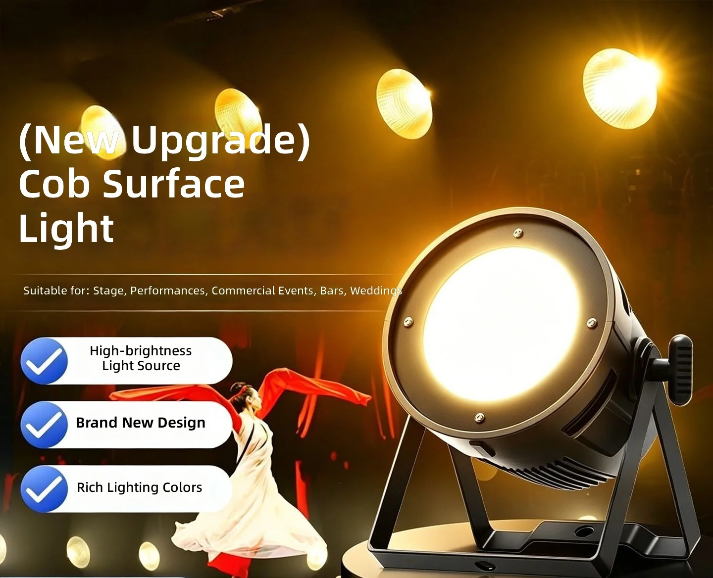 surface light stage fill white warm white light 100w/200w full color wedding performance car show video light