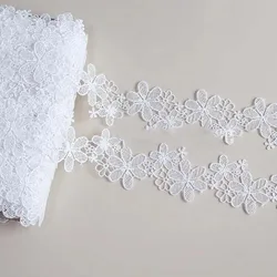 20Yards White Soluble Polyester Flower Lace Trim Embroidered Fabric Applique Ribbon Dress Clothes Sewing Craft Accessories