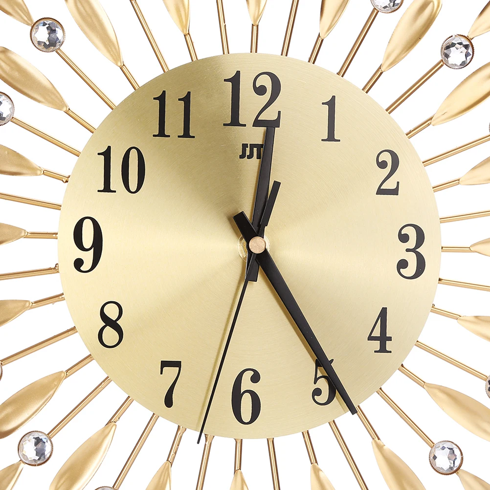 

Diamond Wall Clock Retro Metal with Luxury Flash Diamonds Silent Quartz Operated Hanging Clocks for Living Room Bedroom