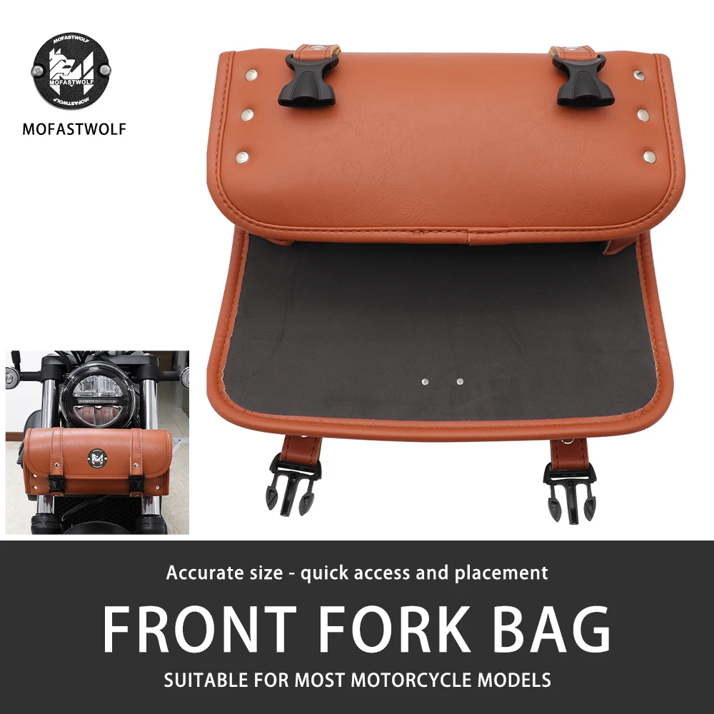 Waterproof Motorcycle Fork PU Leather Travel Pouch Vintage Tail Bag Saddle Bag Tool Luggage