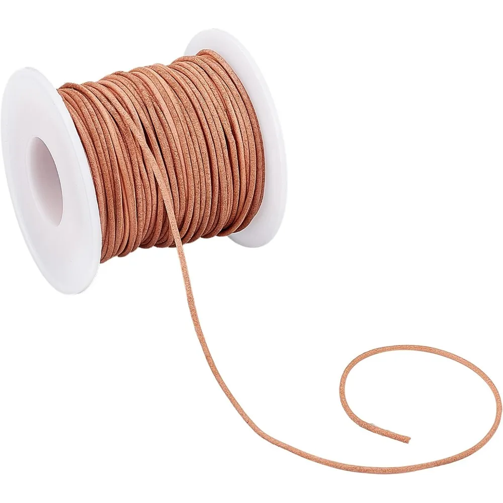 30 Yards 1.5 mm Round Leather Cord, Cowhide Leather String, Genuine Natural Color Leather String Cord for Necklace, Bracelets,