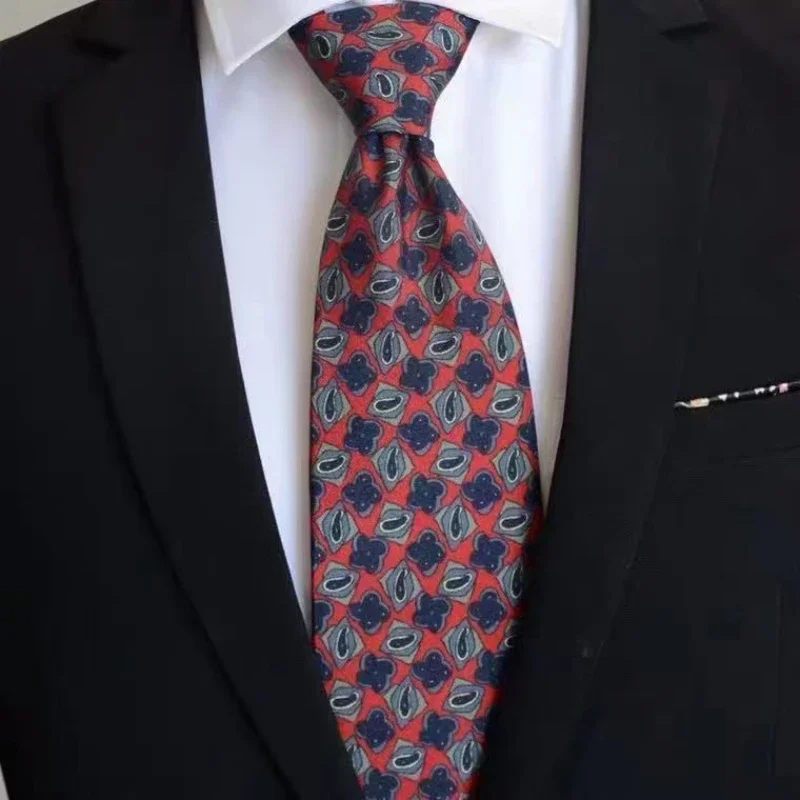 Fashion New Flower Tie Retro 9CM Men's Business Banquet Evening Party Casual Trendy Cashew Floral Neckties Gifts Decoration