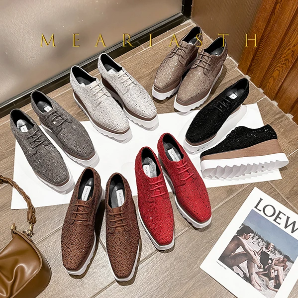 

Women's Comfortable leather plaform wedge Thick Bottom Casual Shoes Summer High Top Sneakers Elastic Lace-Up Increased Height